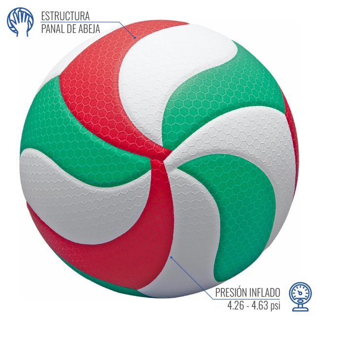 PELOTA DE VOLEIBOL MOLTEN 5000 PROF. PU. P/GIMNASIO - Imagen 4